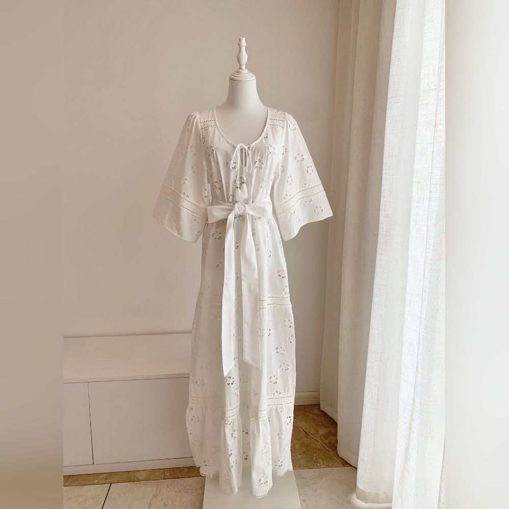 Spell Love Note Broderie Gown Dress Star White - Picture 13 of 16